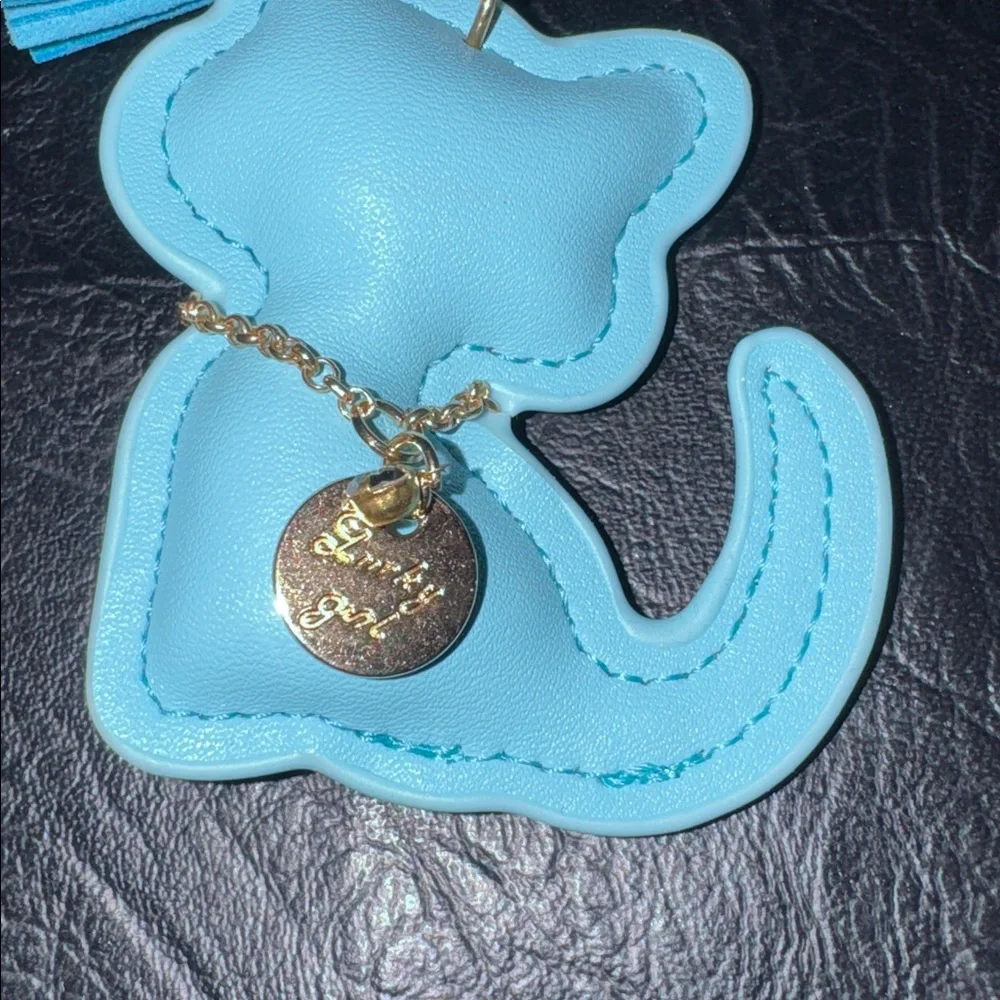 Cat Keychain with Blue w/Gold Accents, NEW